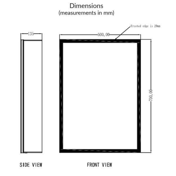 Orbit Mia LED Mirror Cabinet With Demister Pad And Shaver Socket 700mm H X 500mm W 4 Orbit Mia LED Mirror Cabinet With Demister Pad And Shaver Socket 700mm H X 500mm W - Image 2