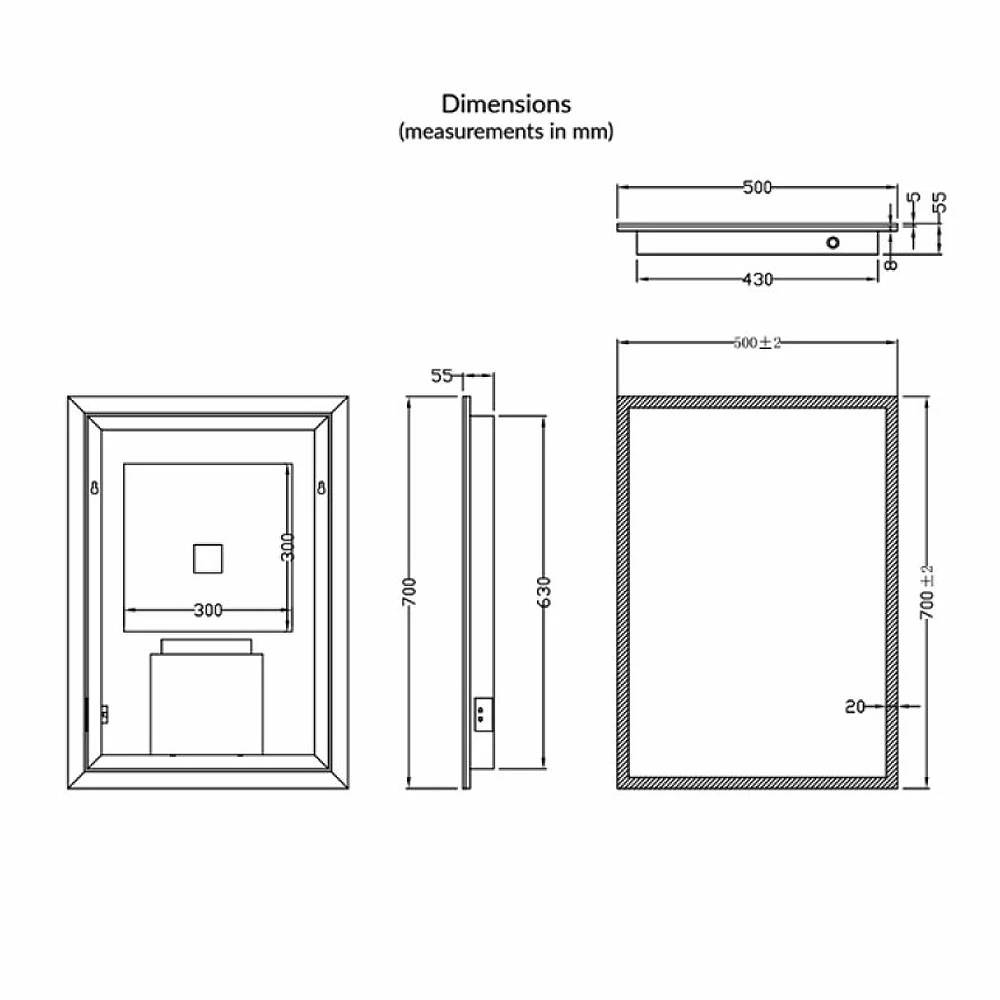 Orbit Mosca LED Bathroom Mirror With Demister Pad And Shaver Socket 700mm H 500mm W 3 Orbit Mosca LED Bathroom Mirror With Demister Pad And Shaver Socket 700mm H 500mm W