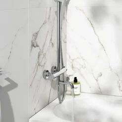 Orbit Rondo Thermostatic Rigid Riser Shower Kit With Bath Filler - Chrome