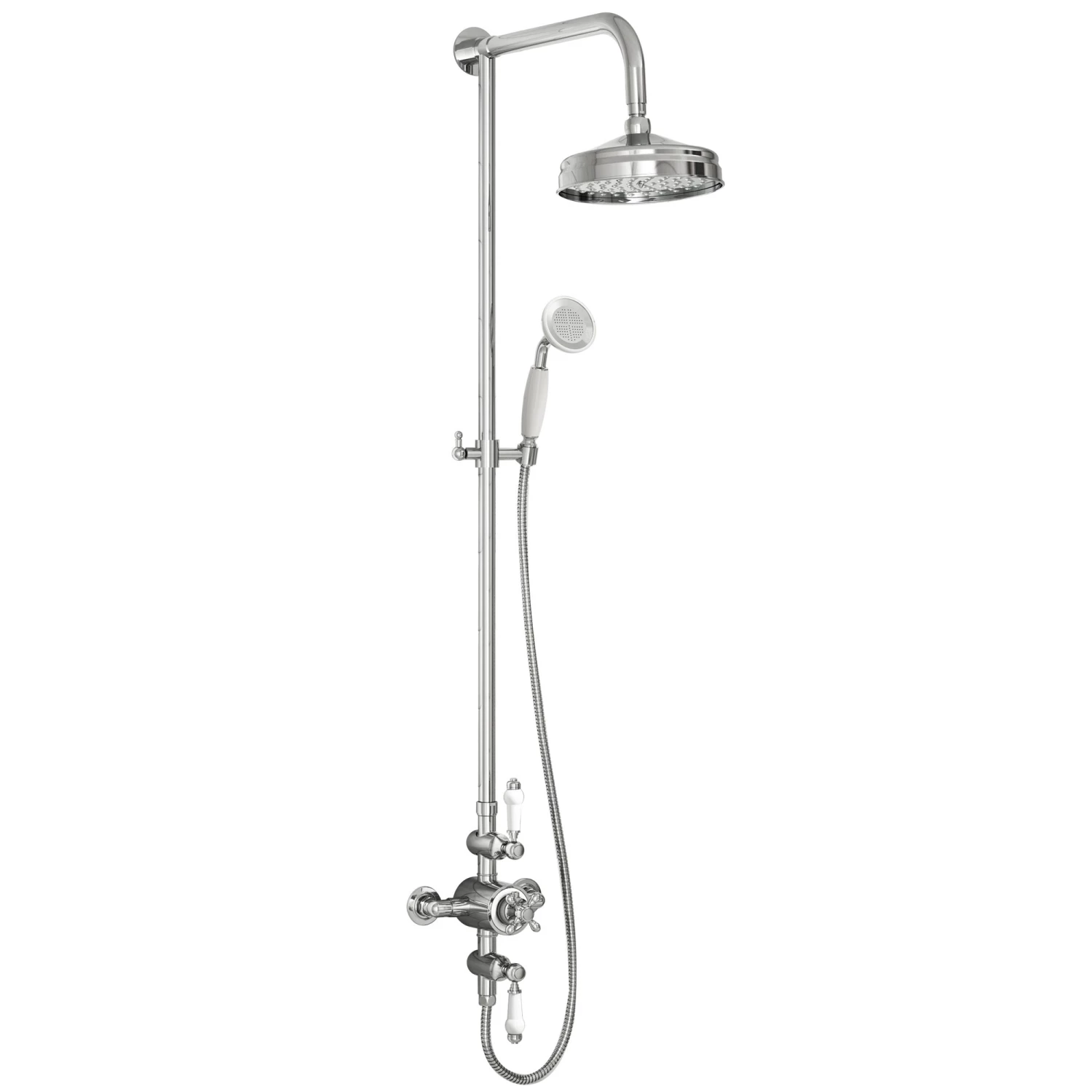 Orbit Traditional Thermostatic Exposed Mixer Shower With Adjustable Riser Rail And Fixed Head + Handset - Chrome 5 Orbit Traditional Thermostatic Exposed Mixer Shower With Adjustable Riser Rail And Fixed Head + Handset - Chrome - Image 3