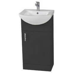Orbit Verona Floor Standing 1-Door Vanity Unit With Basin 455mm Wide - Gloss Anthracite -HEATANDPLUMB Sales orbit verona vanity unit verona010 verona011 2 1