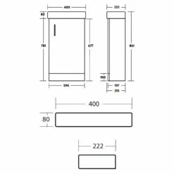 Orbit Verona Floor Standing 1-Door Vanity Unit With Basin 400mm Wide - Gloss Anthracite