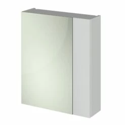 Nuie Athena Mirrored Cabinet (75/25) 600mm Wide - Gloss Grey Mist -HEATANDPLUMB Sales premier athena bathroom cabinet ofg418