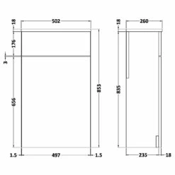 Nuie Athena Back To Wall WC Toilet Unit 500mm Wide - Gloss Grey Mist