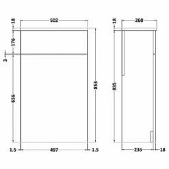 Nuie Athena Back To Wall WC Toilet Unit 500mm Wide - Charcoal Black
