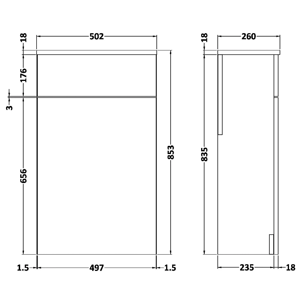 Nuie Athena Back To Wall WC Toilet Unit 500mm Wide - Gloss Grey Mist 3 Nuie Athena Back To Wall WC Toilet Unit 500mm Wide - Gloss Grey Mist