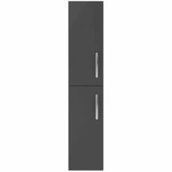 Nuie Athena Wall Hung 2-Door Tall Unit 300mm Wide - Gloss Grey