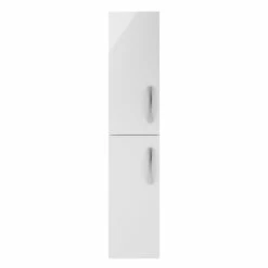 Nuie Athena Wall Hung 2-Door Tall Unit 300mm Wide - Gloss White