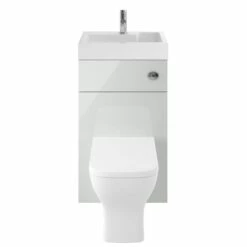 Nuie Athena Basin And WC Toilet Combination Unit 500mm Wide - Gloss Grey Mist