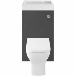 Nuie Athena Basin And WC Toilet Combination Unit 500mm Wide - Gloss Grey -HEATANDPLUMB Sales premier athena bathroom furniture prc945cb 4