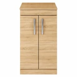 Nuie Athena Floor Standing 2-Door Vanity Unit And Worktop 500mm Wide - Natural Oak