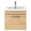 Nuie Athena Wall Hung 1-Drawer Vanity Unit With Basin-1 500mm Wide - Natural Oak