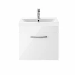 Nuie Athena Wall Hung 1-Drawer Vanity Unit With Basin-3 500mm Wide - Gloss White -HEATANDPLUMB Sales premier athena vanity unit ath013d