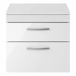 Nuie Athena Wall Hung 2-Drawer Vanity Unit And Worktop 600mm Wide - Gloss White 13 Nuie Athena Wall Hung 2-Drawer Vanity Unit And Worktop 600mm Wide - Gloss White -HEATANDPLUMB Sales premier athena vanity unit ath048w