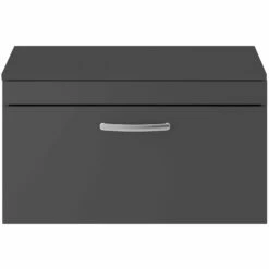 Nuie Athena Wall Hung 1-Drawer Vanity Unit And Worktop 800mm Wide - Gloss Grey -HEATANDPLUMB Sales premier athena vanity unit ath080w 1