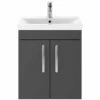 Nuie Athena Wall Hung 2-Door Vanity Unit With Basin-3 500mm Wide - Gloss Grey