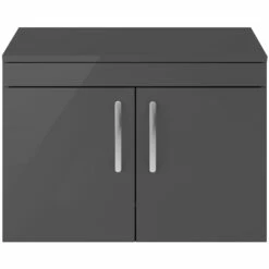 Nuie Athena Wall Hung 2-Door Vanity Unit And Worktop 800mm Wide - Gloss Grey -HEATANDPLUMB Sales premier athena vanity unit ath101w