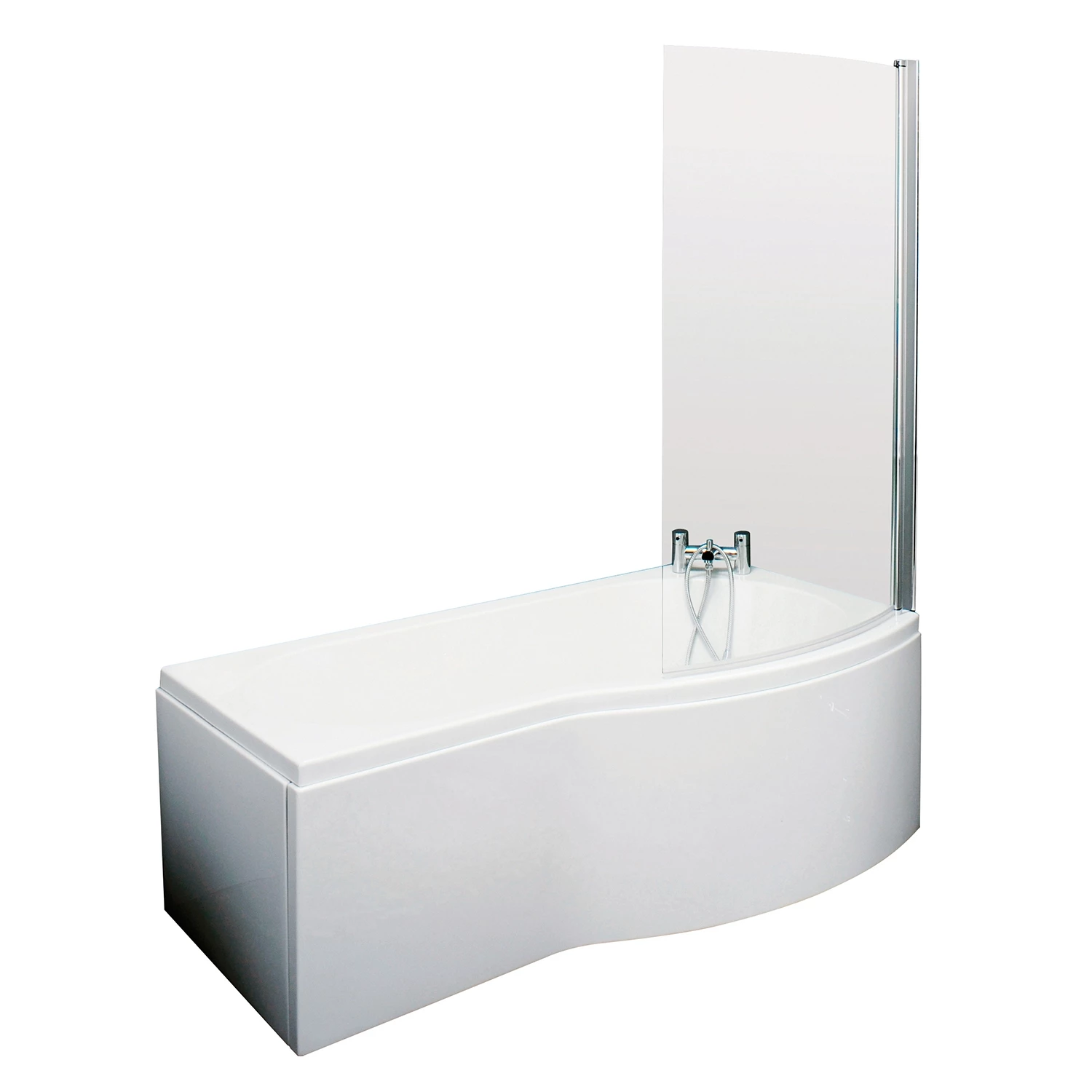 Nuie B-Shaped Shower Bath With Front Panel And Screen 1500mm X 735mm/800mm Right Handed - Acrylic 4 Nuie B-Shaped Shower Bath With Front Panel And Screen 1500mm X 735mm/800mm Right Handed - Acrylic - Image 2