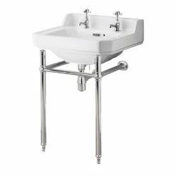 Nuie Carlton Basin With Washstand 560mm Wide - 2 Tap Hole