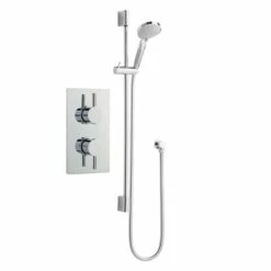 Nuie Rectangular Twin Valve Concealed Mixer Shower With Slider Rail Kit