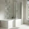Nuie Square L-Shaped Shower Bath With Front Panel And Screen 1500mm X 700mm/850mm - Right Handed 2 Nuie Square L-Shaped Shower Bath With Front Panel And Screen 1500mm X 700mm/850mm - Right Handed -HEATANDPLUMB Sales premier cove bath nmp135 nsbs3 wbs1785r 4