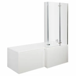 Nuie Cove L-Shaped Shower Bath Hinged Screen 1700mm X 700mm/850mm - Right Handed
