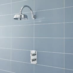 Nuie Edwardian Concealed Shower Mixer With Fixed Head - Chrome -HEATANDPLUMB Sales premier edwardian complete mixer shower arm06 head21 ity316