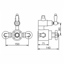 Nuie Edwardian Twin Exposed Thermostatic Shower Valve With Rigid Riser Kit - Chrome