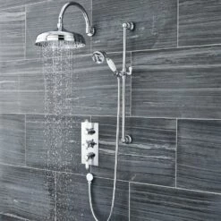 Nuie Edwardian Concealed Shower Mixer With Slider Rail Kit And Fixed Head - Chrome -HEATANDPLUMB Sales premier edwardian complete mixer shower hapk386