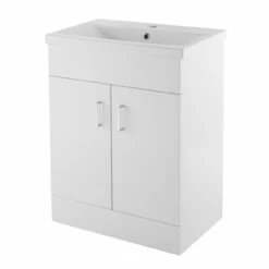 Nuie Freya Complete Furniture Suite With 600mm Vanity Unit And P-Shaped Shower Bath 1700mm LH -HEATANDPLUMB Sales premier freya bathroom suite pbw011 2