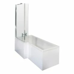 Nuie Square L-Shaped Shower Bath With Front Panel And Screen 1700mm X 700mm/850mm - Left Handed