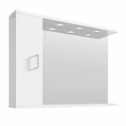 Nuie Mayford Mirrored Bathroom Cabinet 750mm H X 1050mm W White - Left Handed