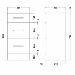 Nuie Mayford 3-Drawer Unit 350mm Wide X 330mm Deep - Gloss White -HEATANDPLUMB Sales premier mayford bathroom furniture prc136