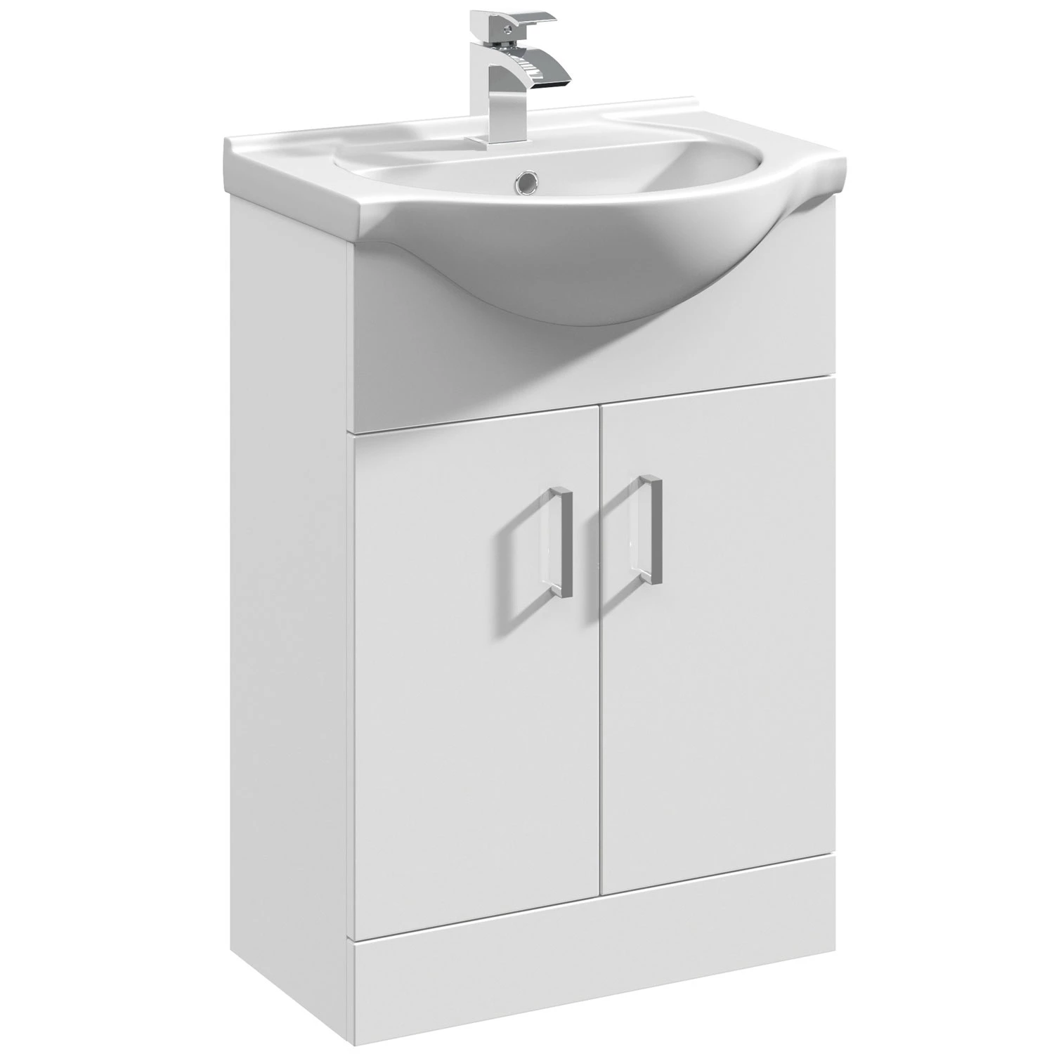 Nuie Mayford Floor Standing 2-Door Vanity Unit With Round Basin 550mm Wide - White 3 Nuie Mayford Floor Standing 2-Door Vanity Unit With Round Basin 550mm Wide - White