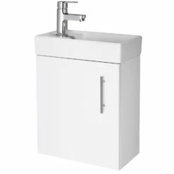 Nuie Vault Wall Hung 1-Door Vanity Unit With Basin 400mm Wide - Gloss White