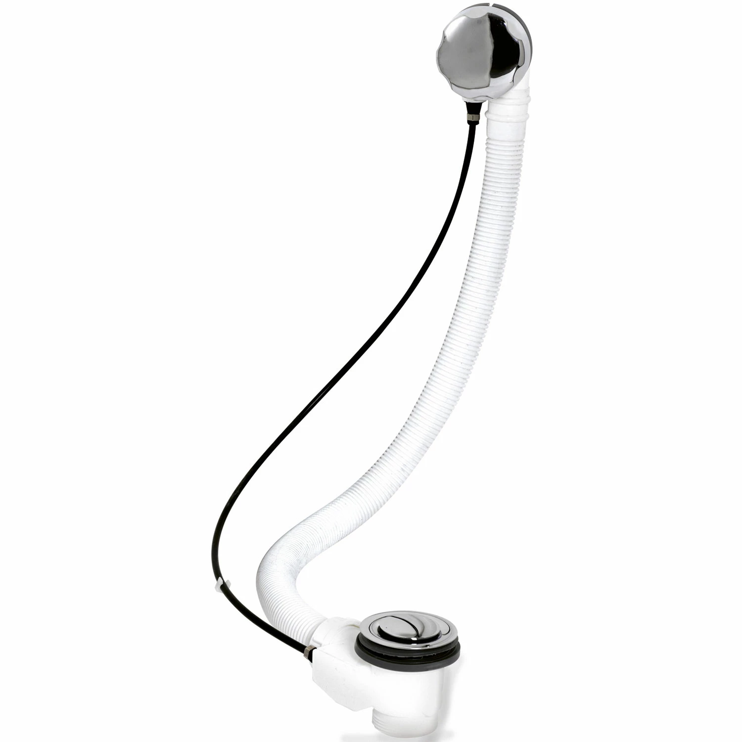 Nuie Modern Extended Bath Pop Up Waste With Overflow - Chrome 3 Nuie Modern Extended Bath Pop Up Waste With Overflow - Chrome