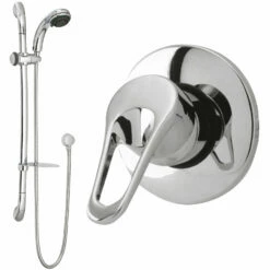 Nuie Ocean Concealed Single Lever Shower Valve With Slider Rail Kit - Chrome