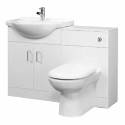 Nuie Saturn Combination Furniture Pack With Round Basin And WC Unit - 1 Tap Hole
