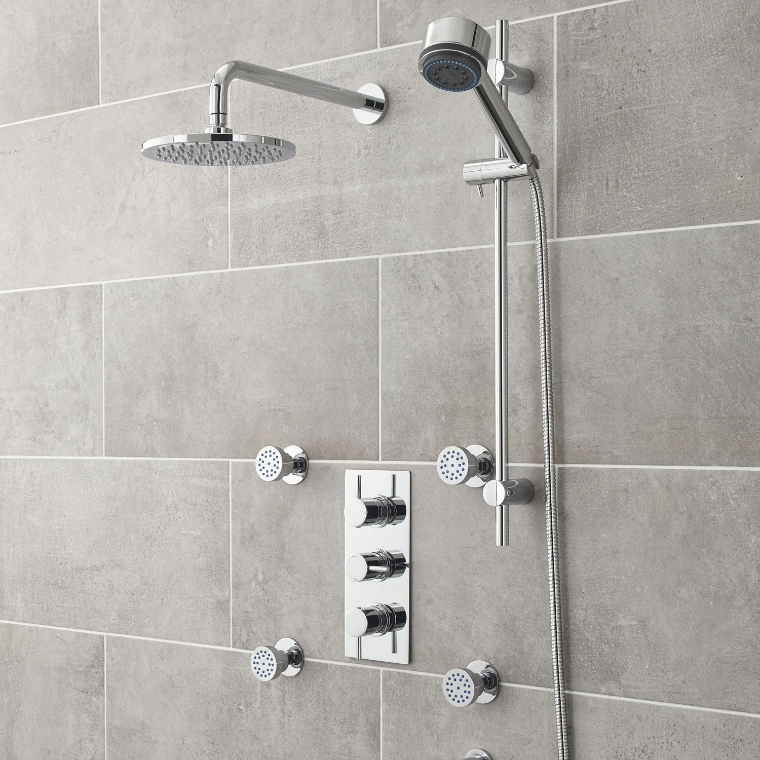Nuie Quest Rectangular Concealed Shower Mixer With Shower Kit Fixed Head And Body Jets - Chrome 7 Nuie Quest Rectangular Concealed Shower Mixer With Shower Kit Fixed Head And Body Jets - Chrome - Image 5
