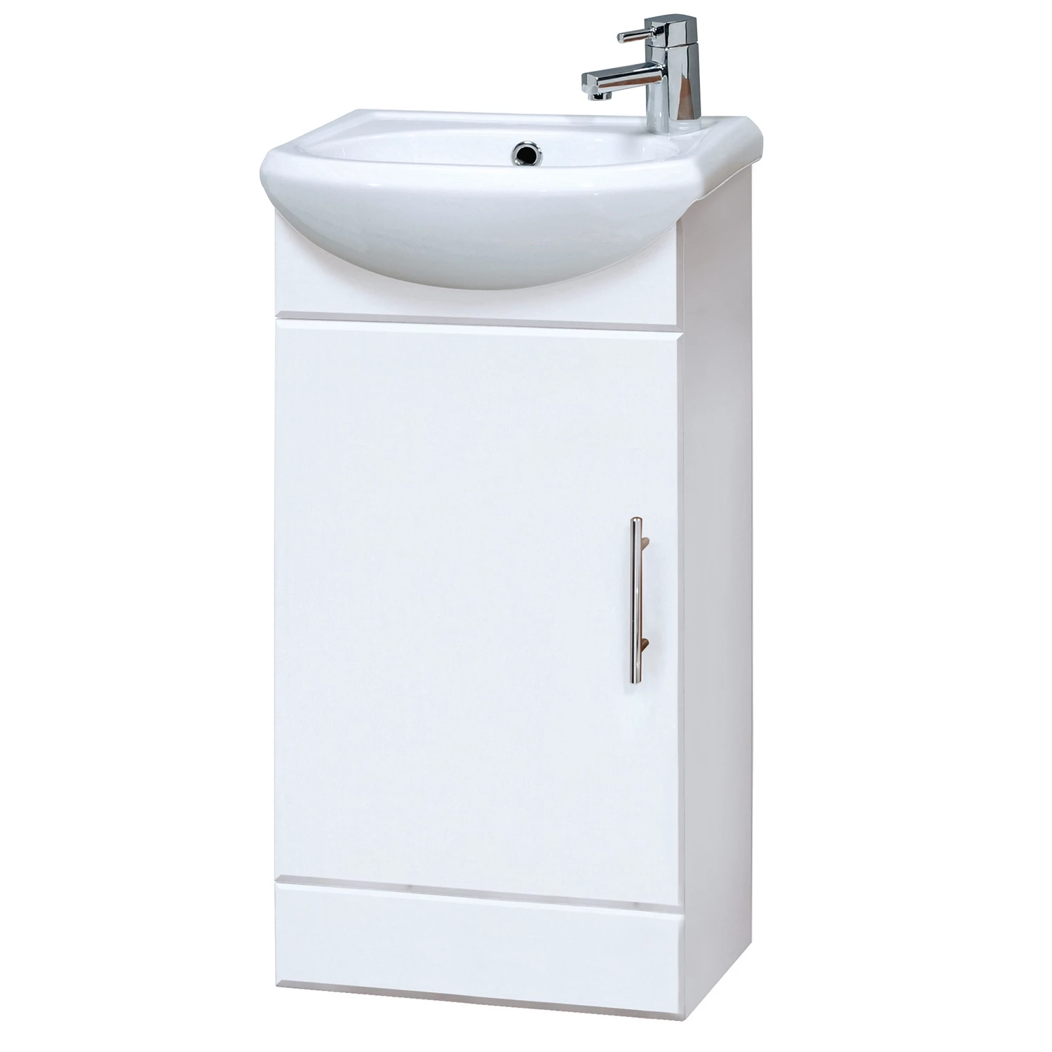 Nuie Mayford Floor Standing 1-Door Vanity Unit With Basin 400mm Wide - Gloss White 3 Nuie Mayford Floor Standing 1-Door Vanity Unit With Basin 400mm Wide - Gloss White
