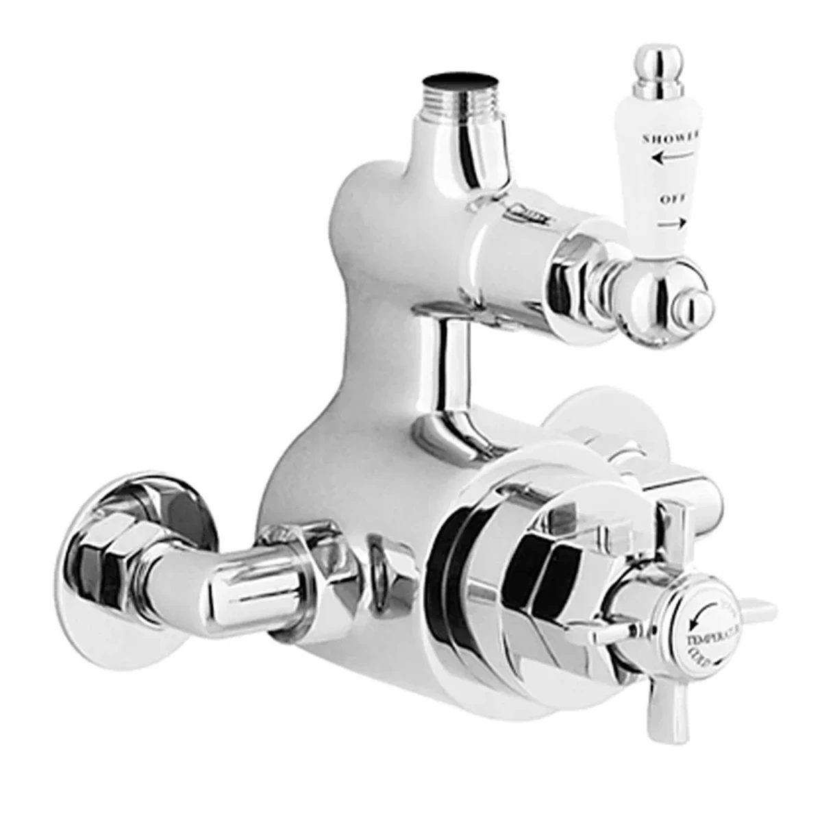 Nuie Traditional Twin Exposed Thermostatic Valve With Slider Rail Kit - Chrome 3 Nuie Traditional Twin Exposed Thermostatic Valve With Slider Rail Kit - Chrome