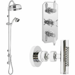 Nuie Traditional Triple Concealed Shower Valve With Rigid Riser Kit And 4 Body Jets - Chrome 10 Nuie Traditional Triple Concealed Shower Valve With Rigid Riser Kit And 4 Body Jets - Chrome -HEATANDPLUMB Sales premier traditional complete mixer shower hapkcs34 4