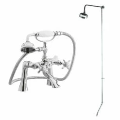 Nuie Traditional 1/2 Bath Shower Mixer With Fixed Head + Tap Spout