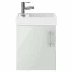 Nuie Vault Wall Hung 1-Door Vanity Unit With Basin 400mm Wide - Gloss Grey Mist 13 Nuie Vault Wall Hung 1-Door Vanity Unit With Basin 400mm Wide - Gloss Grey Mist -HEATANDPLUMB Sales premier vault vanity unit min016 1