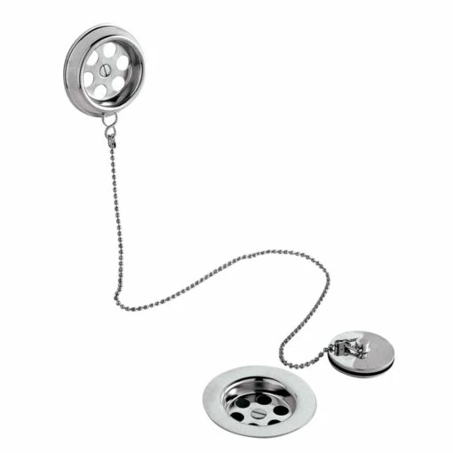 Nuie Retainer Bath Waste With Overflow Brass Plug And Ball Chain - Chrome 2 Nuie Retainer Bath Waste With Overflow Brass Plug And Ball Chain - Chrome -HEATANDPLUMB Sales premier waste e347