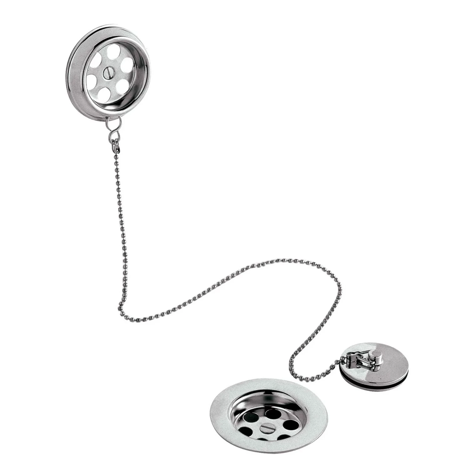 Nuie Retainer Bath Waste With Overflow Brass Plug And Ball Chain - Chrome 3 Nuie Retainer Bath Waste With Overflow Brass Plug And Ball Chain - Chrome