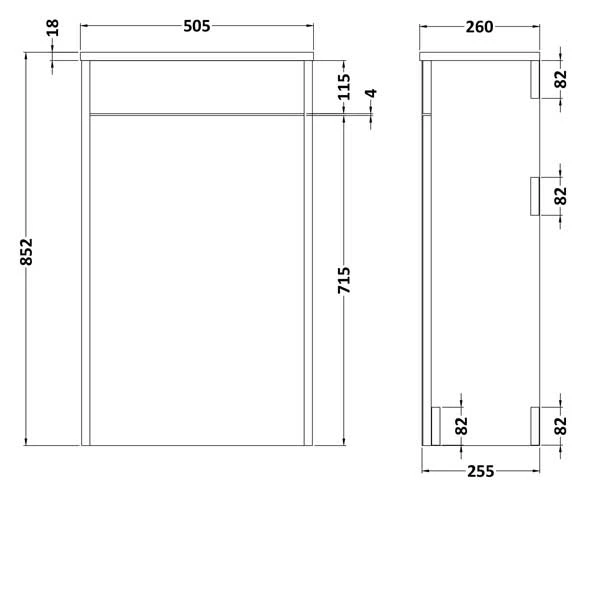 Nuie York Back To Wall WC Toilet Unit 500mm Wide - White Ash 4 Nuie York Back To Wall WC Toilet Unit 500mm Wide - White Ash - Image 2