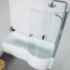 Prestige Adapt P Shaped Shower Bath With Panel And Screen 1500mm X 700mm/850mm Right Handed