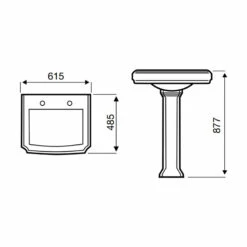 Prestige Astley Basin With Full Pedestal 600mm Wide 2 Tap Hole -HEATANDPLUMB Sales prestige astley basin pot036as pot037as 1