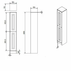 Prestige Astley Floor Standing 2-Door Side Tall Unit 300mm Wide - Matt Grey